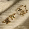 Korean Gold Plated Flower Earrings Custom Blue Zircon Earrings For Women 2021